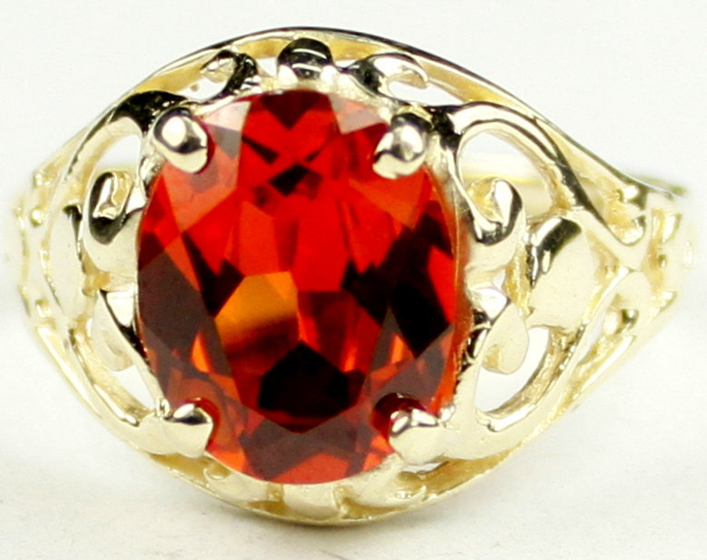 R004, Created Padparadsha Sapphire, 10KY Gold Ring