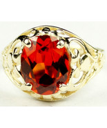 R004, Created Padparadsha Sapphire, 10KY Gold Ring - £230.36 GBP