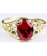 R005, Created Ruby, 10KY Gold Ring - £202.59 GBP