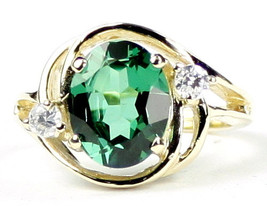 R021, Created Emerald Spinel, 10KY Gold Ring - £316.80 GBP