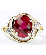 R021, Created Ruby, 10KY Gold Ring - £295.43 GBP