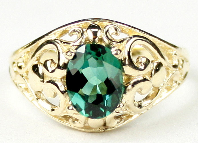 R111, 1.5 ct Created Emerald Spinel, 10Ky Gold Ring