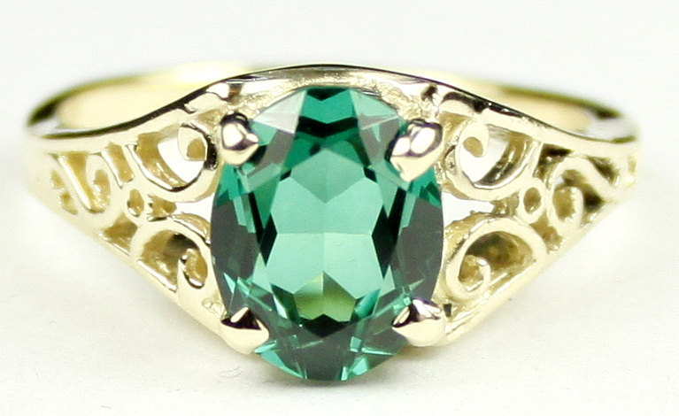 R005, Created Emerald Spinel, 10KY Gold Ring