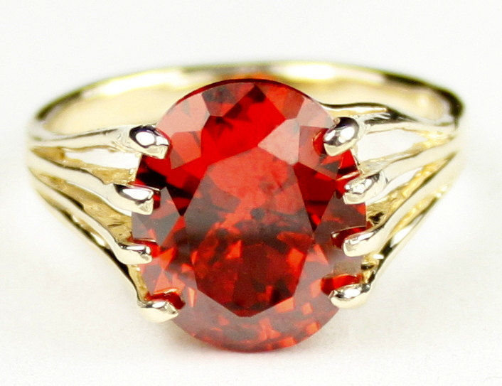 R280, Created Padparadsha Sapphire, 10KY Gold Ring