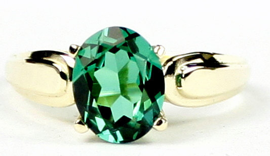 R058, Created Emerald Spinel, 10Ky Gold Ring