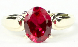 R058, Created Ruby, 10Ky Gold Ring - £210.27 GBP