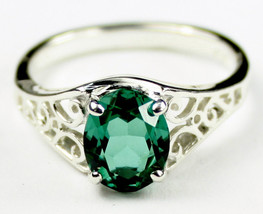 SR005, Created Emerald Spinel, 925 Sterling Silver Ring - £65.61 GBP