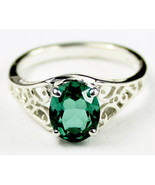 SR005, Created Emerald Spinel, 925 Sterling Silver Ring - £66.38 GBP