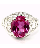 SR004, Created Pink Sapphire, 925 Sterling Silver Ring - £44.67 GBP