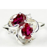 SR016, Created Ruby, 925 Sterling Silver Ring - £34.24 GBP