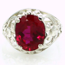 SR004, Created Ruby, 925 Sterling Silver Ring - £44.74 GBP