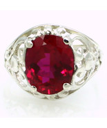 SR004, Created Ruby, 925 Sterling Silver Ring - £44.85 GBP