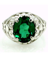 SR004, Created Emerald Spinel, Sterling Silver Ring - £73.54 GBP