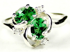 SR016, Created Emerald Spinel, 925 Sterling Silver Ring - £47.43 GBP