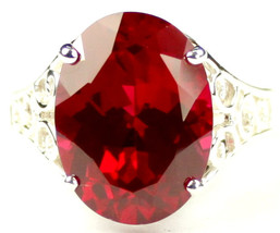 SR049, 16x12mm, 12ct  Created Ruby, 925 Sterling Silver Ring - £78.20 GBP