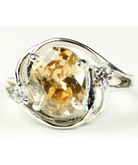 SR021, 10x8mm Champagne CZ, 925 Sterling Silver Ring - £39.50 GBP