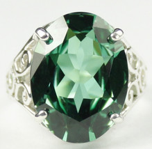 SR049, 16x12mm, 12ct  Created Emerald Spinel, 925 Sterling Silver Ring - £112.16 GBP