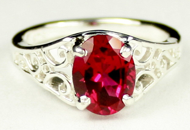 SR005, Created Ruby, 925 Sterling Silver Ring