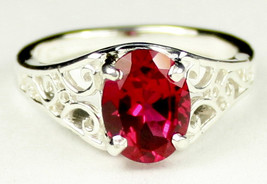 SR005, Created Ruby, 925 Sterling Silver Ring - £40.33 GBP