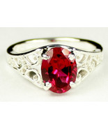 SR005, Created Ruby, 925 Sterling Silver Ring - £40.43 GBP