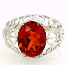SR162, Created Padparadsha Sapphire, 925 Sterling Silver Ring - £42.86 GBP