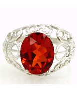 SR162, Created Padparadsha Sapphire, 925 Sterling Silver Ring - £42.87 GBP