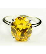 SR055, Golden Yellow CZ, 925 Sterling Silver Ring - £37.68 GBP