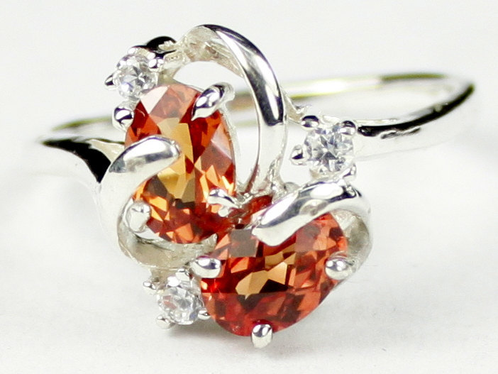 SR016, Created Padparadsha Sapphire, 925 Sterling Silver Ring