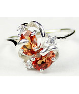 SR016, Created Padparadsha Sapphire, 925 Sterling Silver Ring - £46.27 GBP
