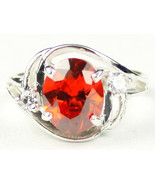 SR021, 10x8mm Created Padparadsha Sapphire, 925 Sterling Silver Ring - £53.86 GBP