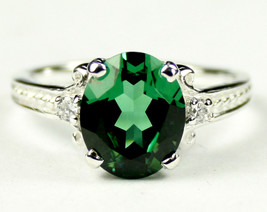 SR136, Created Emerald Spinel, 925 Sterling Silver Ring - £85.01 GBP