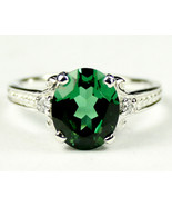 SR136, Created Emerald Spinel, 925 Sterling Silver Ring - £85.27 GBP