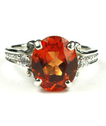 SR136, Created Padparadsha Sapphire, 925 Sterling Silver Ring - £48.80 GBP