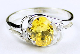 SR176, Golden Yellow CZ, 925 Sterling Silver Ring - £36.81 GBP