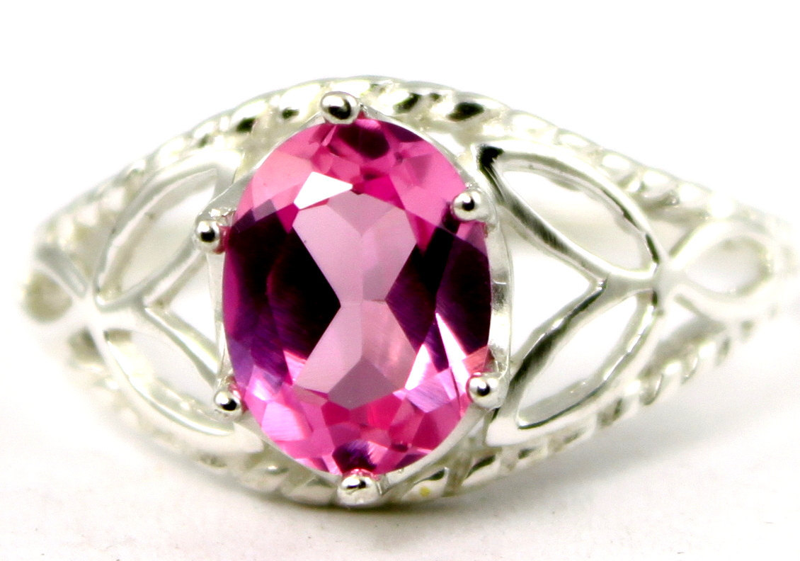 SR137, Created Pink Sapphire, 925 Sterling Silver Ring