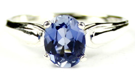 SR058, 9x7mm Created Blue Sapphire, 925 Sterling Silver Ring - £42.18 GBP