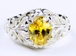 SR113, Golden Yellow CZ, 925 Sterling Silver Ring - £35.66 GBP
