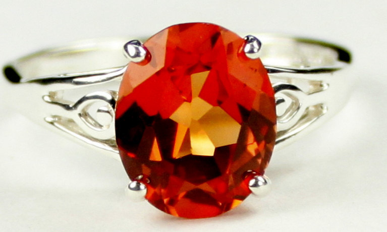 SR139, 4.5 cts Created Padparadsha Sapphire, Sterling Silver Ring