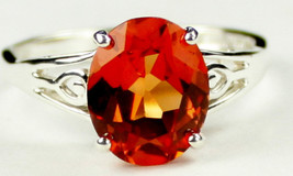 SR139, 4.5 cts Created Padparadsha Sapphire, Sterling Silver Ring - £47.29 GBP