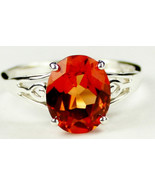 SR139, 4.5 cts Created Padparadsha Sapphire, Sterling Silver Ring - £47.30 GBP
