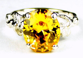 SR154, 12x10mm Golden Yellow CZ, 925 Sterling Silver Angel Ring - £34.99 GBP