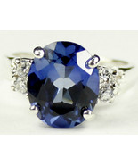 SR123, Created Blue Sapphire, 925 Sterling Silver Ring - £51.79 GBP