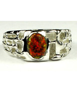 SR197, Created Red Brown Opal, 925 Sterling Silver Men&#39;s Ring - £48.48 GBP