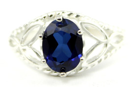 SR137, Created Blue Sapphire, 925 Sterling Silver Ring - £37.99 GBP