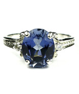 SR136, Created Blue Sapphire, 925 Sterling Silver Ring - £49.42 GBP