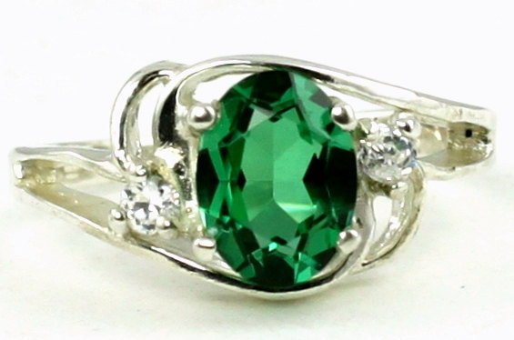 SR176, Created Emerald Spinel, Sterling Silver Ring