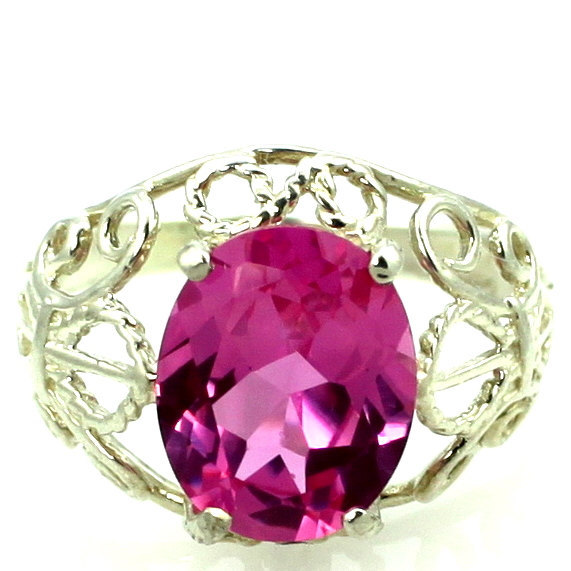 SR162, Created Pink Sapphire, 925 Sterling Silver Ring
