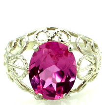 SR162, Created Pink Sapphire, 925 Sterling Silver Ring - £42.00 GBP