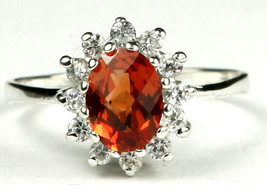 SR235, Created Padparadsha Sapphire, 925 Sterling Silver Ring - £42.44 GBP
