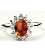 SR235, Created Padparadsha Sapphire, 925 Sterling Silver Ring - £42.21 GBP